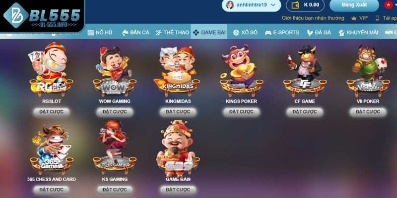 Giới thiệu sảnh game bài BL555